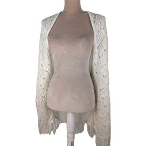 Sleeping On Snow Anthropologie Poncho Cardigan Sweater Pointelle Wool Alpaca